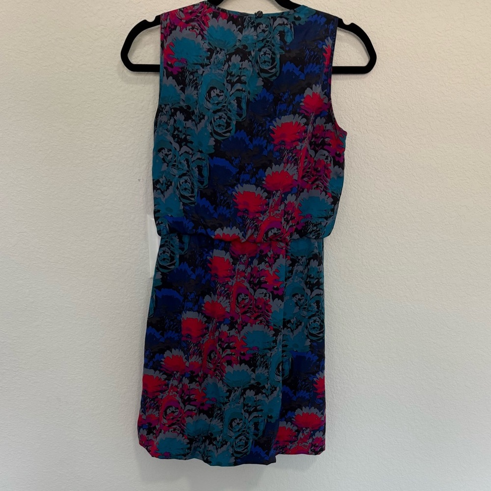 Banana Republic Vibrant Blue Pink Floral Draped Jersey Sleeveless Dress Size 0 - Picture 6 of 9